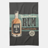 Aangepaste Sailor Rum Liquor Bottle Retro-teken Theedoek (Verticaal)