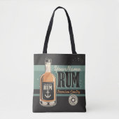 Aangepaste Sailor Rum Liquor Bottle Retro-teken Tote Bag (Voorkant)