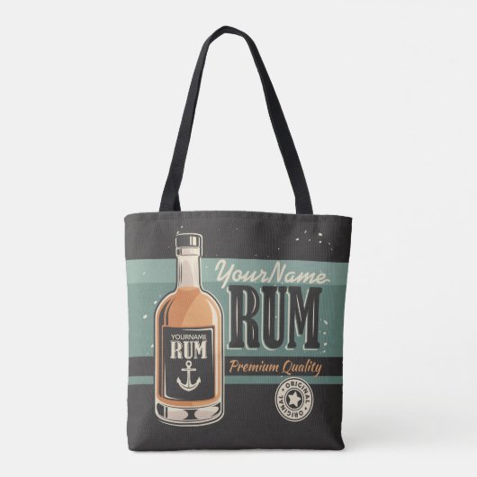 Aangepaste Sailor Rum Liquor Bottle Retro-teken Tote Bag (Achterkant)