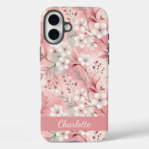 Aangepaste Sakura bloem patroon roze iPhone 16 Plus Hoesje