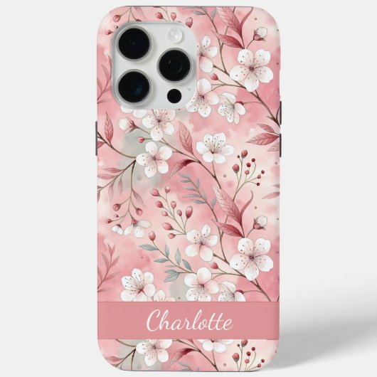 Aangepaste Sakura bloem patroon roze Case-Mate iPhone Case (Achterkant)