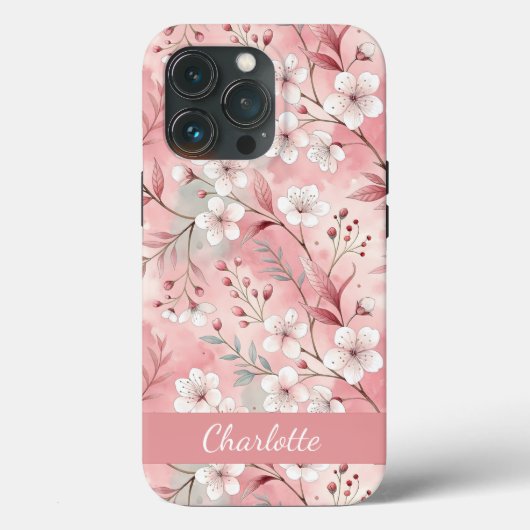 Aangepaste Sakura bloem patroon roze Case-Mate iPhone Case (Achterkant)