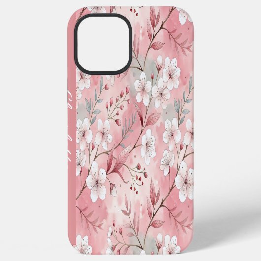 Aangepaste Sakura bloem patroon roze iPhone Hoesje (Achterkant)