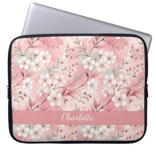 Aangepaste Sakura bloem patroon roze Laptop Sleeve