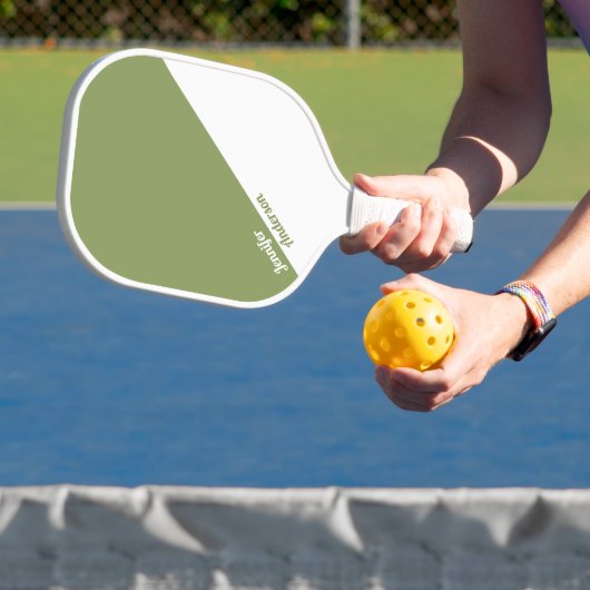 Aangepaste salie groen en wit pickleball paddle (Insitu)