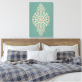 Aangepaste Salie & Zand Retro Siermandala Canvas Afdruk (Insitu (Slaapkamer))