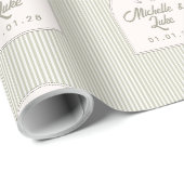 Aangepaste saliegroene gestreepte bruid- en bruide cadeaupapier (Rol Hoek)