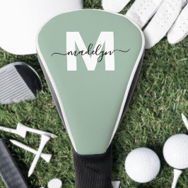 Aangepaste saliegroene initiële naammonogram golfheadcover