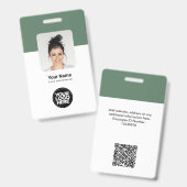 Aangepaste saliegroene moderne ID QR-badge voor we Badge (Voor- en achterkant)