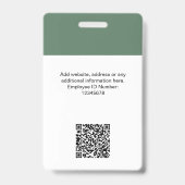 Aangepaste saliegroene moderne ID QR-badge voor we Badge (Achterkant)