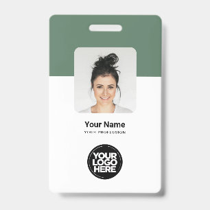 Aangepaste saliegroene moderne ID QR-badge voor we Badge