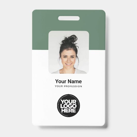 Aangepaste saliegroene moderne ID QR-badge voor we Badge (Voorzijde)