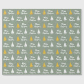 Aangepaste saliegroene witte gouden kerstboom cadeaupapier (Vlak)