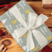 Aangepaste saliegroene witte gouden kerstboom cadeaupapier
