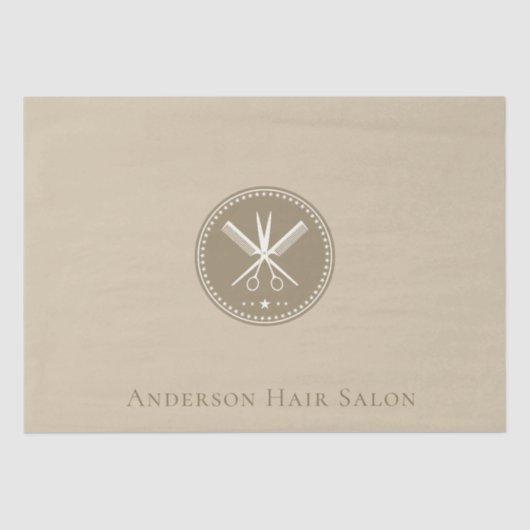 Aangepaste Salon Elegant Neut – Taupe Star Logo De Tissuepapier (Voorkant)