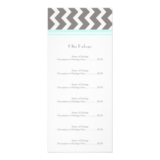 Aangepaste Salon Rack Cards Aqua Gray Chevron Reclamekaart (Achterkant)