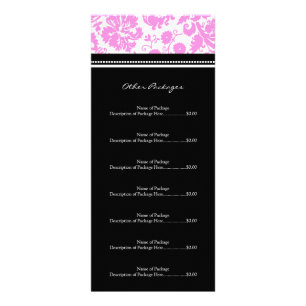 Aangepaste Salon Rack Cards Roze Black Damask Reclamekaart
