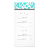 Aangepaste Salon Rack Kaarten Aqua Gray Damask Reclamekaart (Achterkant)