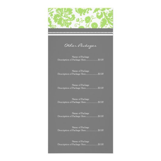 Aangepaste Salon Rack Kaarten Limoen Grijs Damask Reclamekaart (Achterkant)