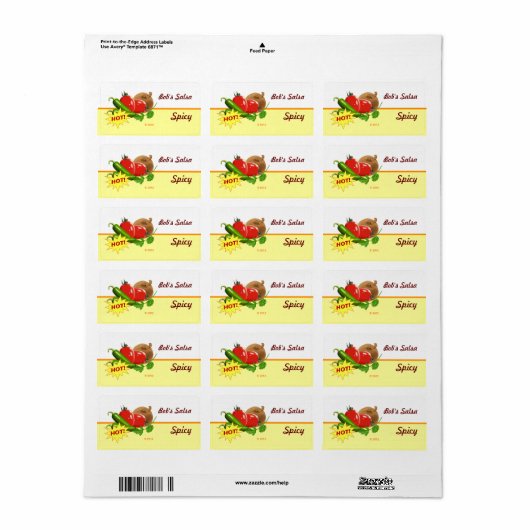 Aangepaste Salsa-labels Etiket (Full Sheet)