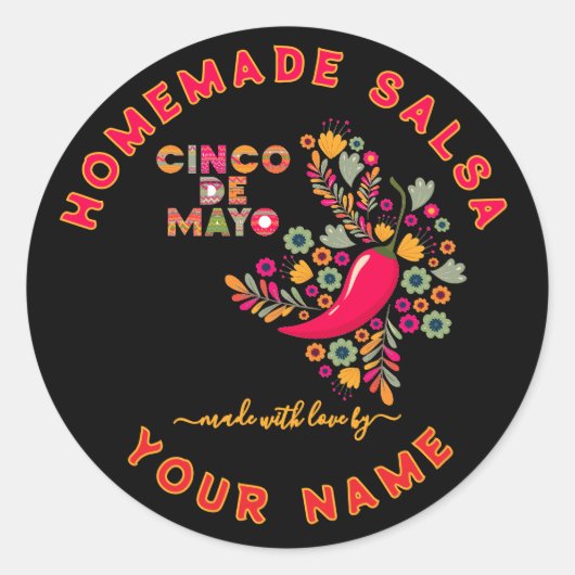 Aangepaste Salsa-labels voor zelfgemaakte Salsa Ronde Sticker (Voorkant)