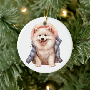 Aangepaste Samoyed Dog Keramisch Ornament