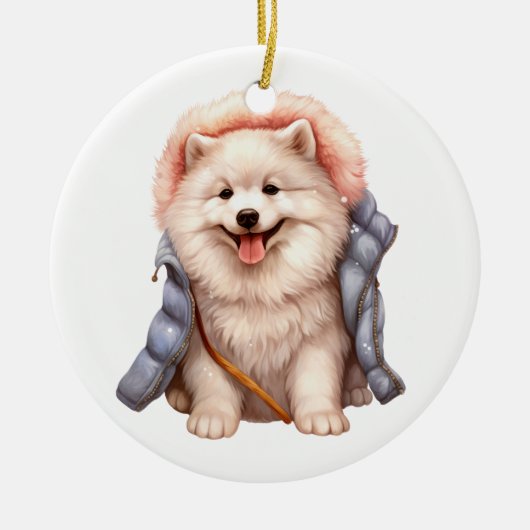 Aangepaste Samoyed Dog Keramisch Ornament (Voorkant)