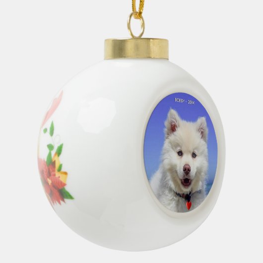 Aangepaste Samoyed Dog Photo Keramische Bal Ornament (Links)