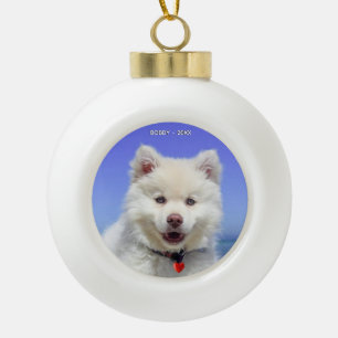 Aangepaste Samoyed Dog Photo Keramische Bal Ornament