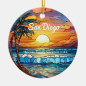Aangepaste San Diego Faux Glas in lood Keramisch Ornament (Voorkant)