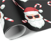 Aangepaste Santa & Candy Cane Cross Botten Cadeaupapier (Rol Hoek)