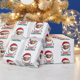 Aangepaste Santa Claus gezicht met uw foto Wrappin Cadeaupapier