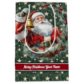 Aangepaste Santa Claus Gift Bag Aangepaste Monogra Medium Cadeauzakje (Voorkant)