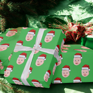 Aangepaste Santa Claus Gift Wrap, Gezicht Cadeaupapier