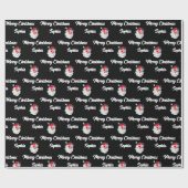 Aangepaste Santa Claus Naam Gift Wrap Cadeaupapier (Vlak)