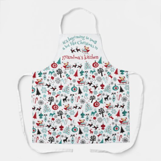 Aangepaste Santa Claus Sleigh Reindeer Ornaments M Schort (Voorkant)