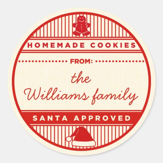 Aangepaste Santa Goedgekeurde Zelfgemaakte Cookies Ronde Sticker (Voorkant)