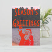 aangepaste Santa groovy vakantie kunst Feestdagenkaart (Staand voorkant)