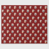 Aangepaste Santa Hat Face 3 foto's Cadeaupapier (Vlak)