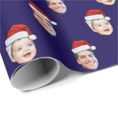 Aangepaste Santa Hat Face Cadeaupapier (Rol Hoek)