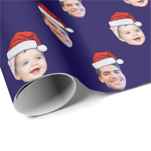 Aangepaste Santa Hat Face Cadeaupapier (Rol Hoek)