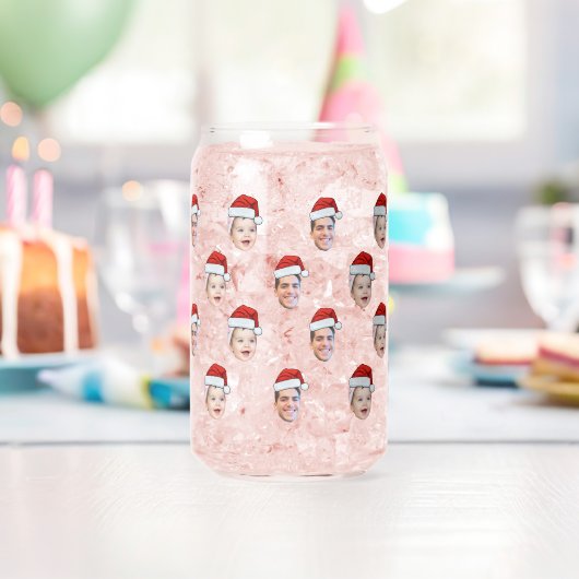 Aangepaste Santa Hat Face Christmas Gift 2 foto's Blikvorm Glas (Insitu (Verjaardag))