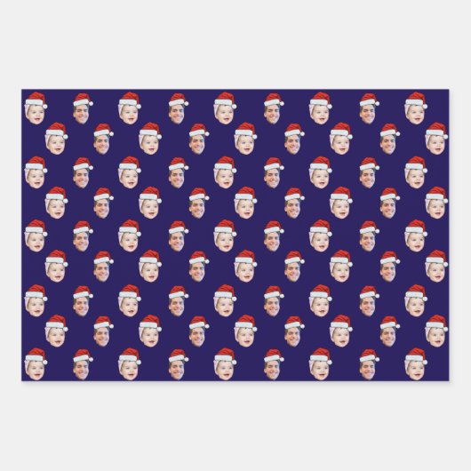 Aangepaste Santa Hat Face Christmas Gift 2 foto's Inpakpapier Vel (Voorkant 3)