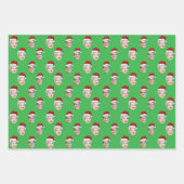 Aangepaste Santa Hat Face Christmas Gift 2 foto's Inpakpapier Vel (Voorkant 2)