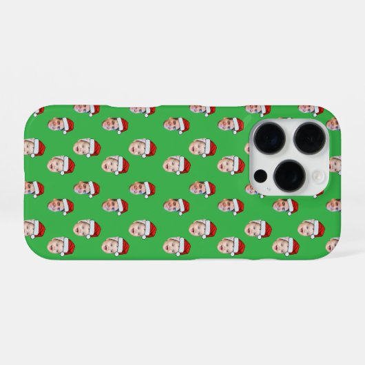 Aangepaste Santa Hat Face Christmas Gift 2 foto's iPhone Hoesje (Achterkant horizontaal)