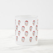 Aangepaste Santa Hat Face Christmas Gift 2 foto's Matglas Koffiemok (Center)