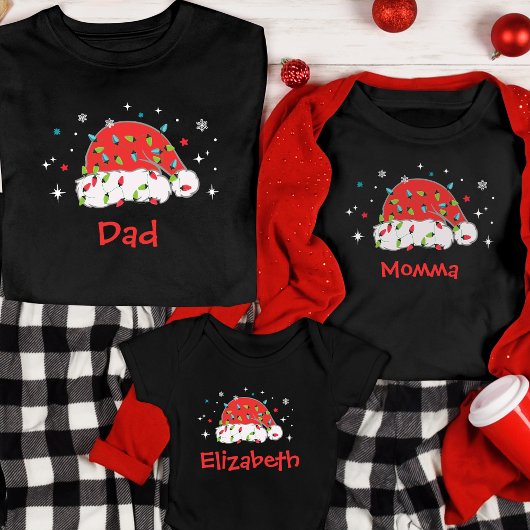 Aangepaste Santa Hoed Bijpassende Familie Kerstmis T-shirt