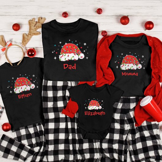 Aangepaste Santa Hoed Bijpassende Familie Kerstmis T-shirt