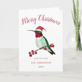 Aangepaste Santa Hummingbird Christmas Kaart (Voorkant)