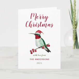 Aangepaste Santa Hummingbird Holiday Card Feestdagen Kaart